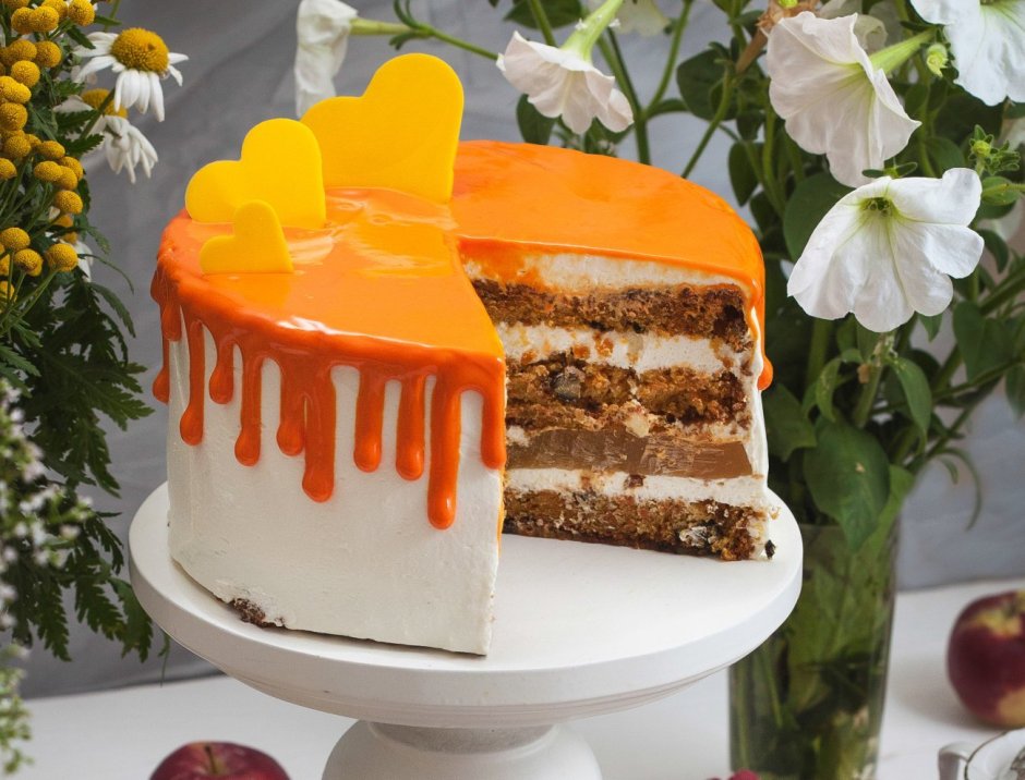 Морковный торт с апельсиновой карамелью