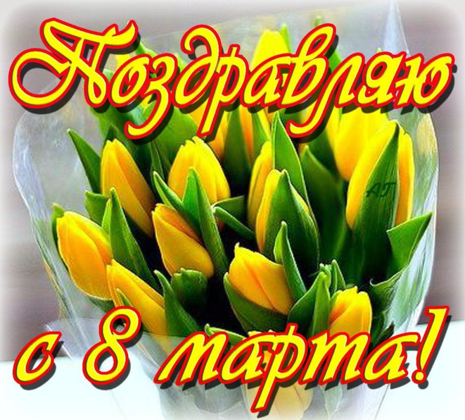Открытки с 8 марта с тюльпанами и пожеланиями