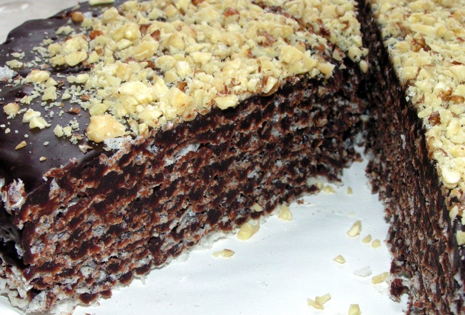 Шоколадный вафельный торт
