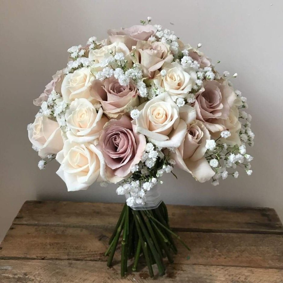 Букет невесты с пудровыми розами
