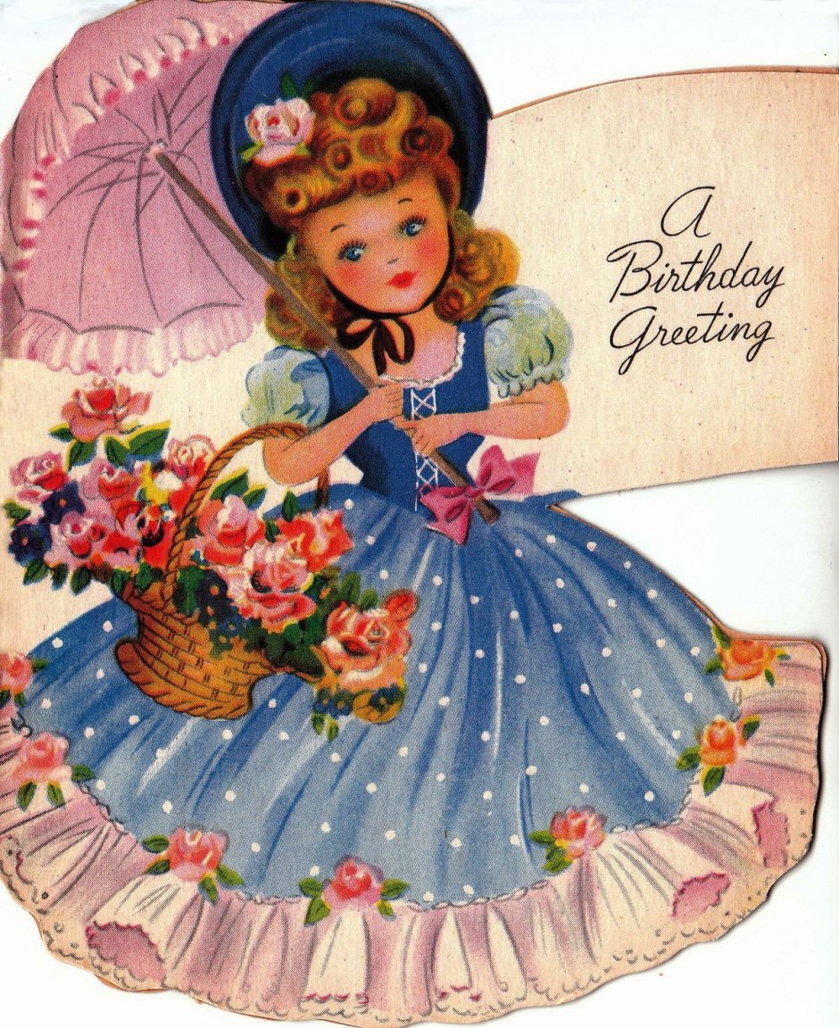 Ретро открытки с днём рождения девочке