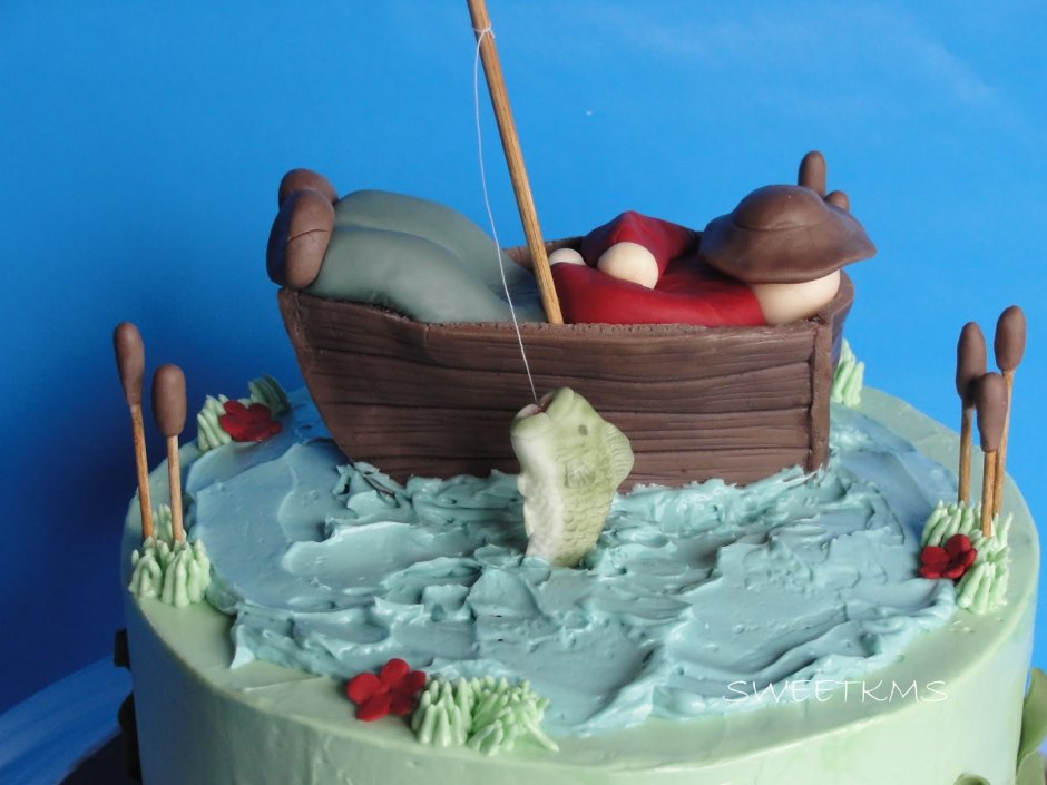 Торт на день рождения в стиле рыбалки
