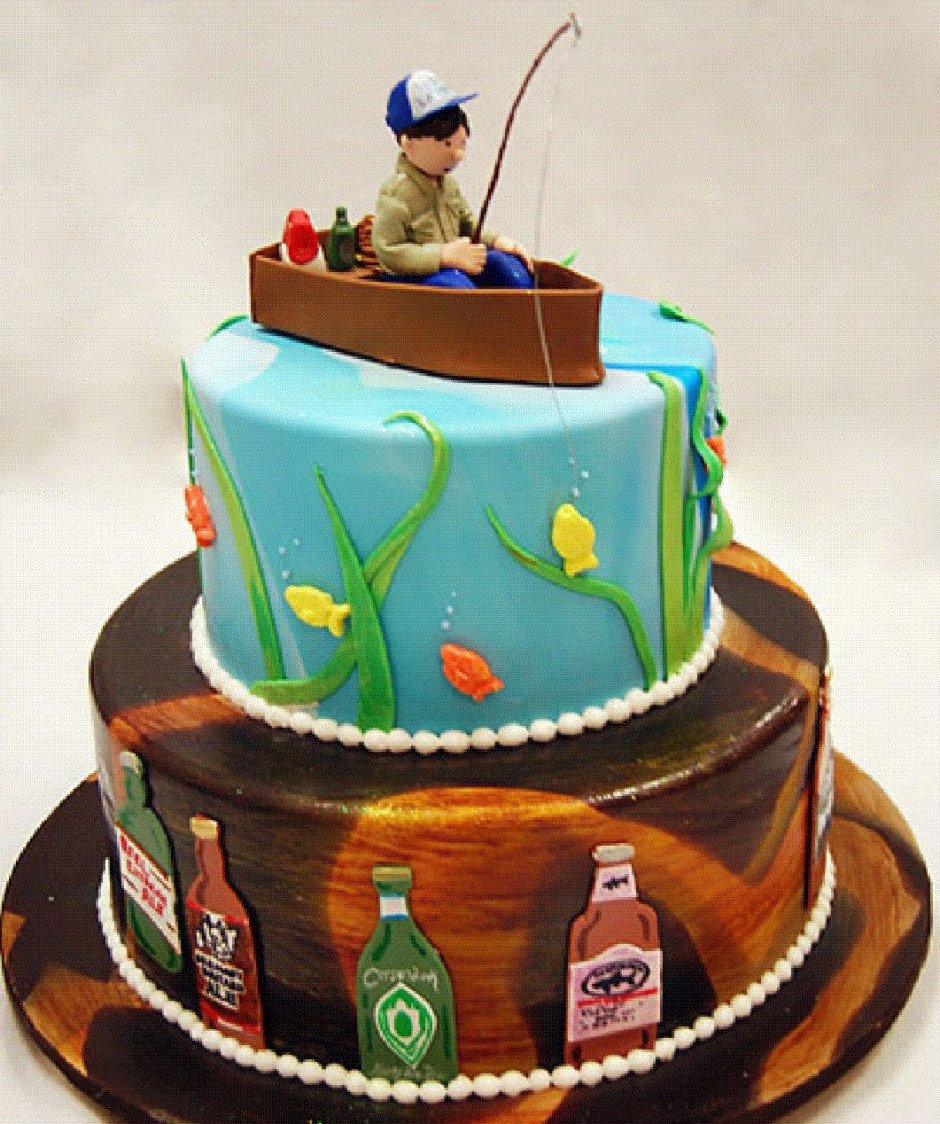 Двухъярусный торт для рыбака