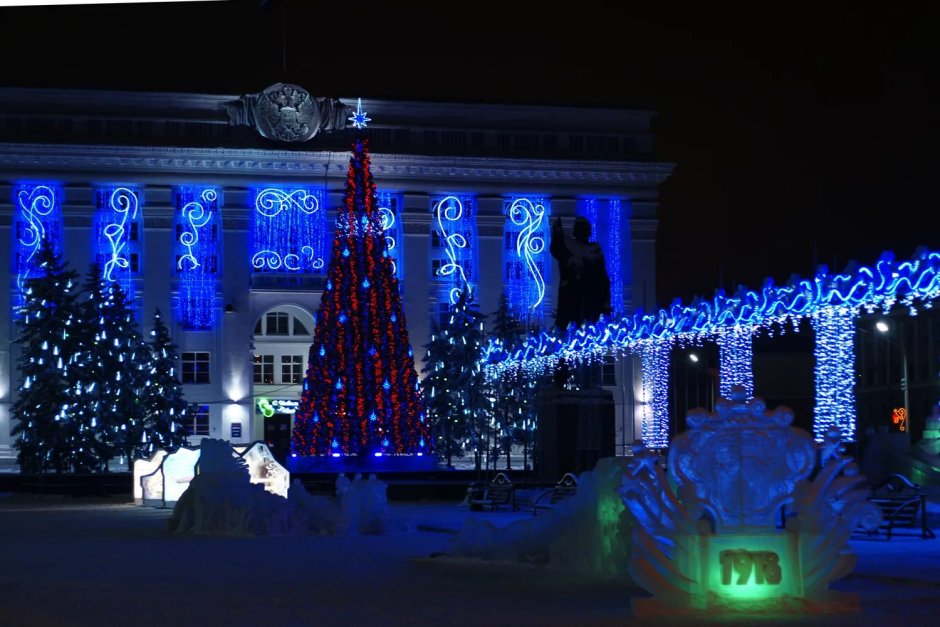 Площадь советов Кемерово зима