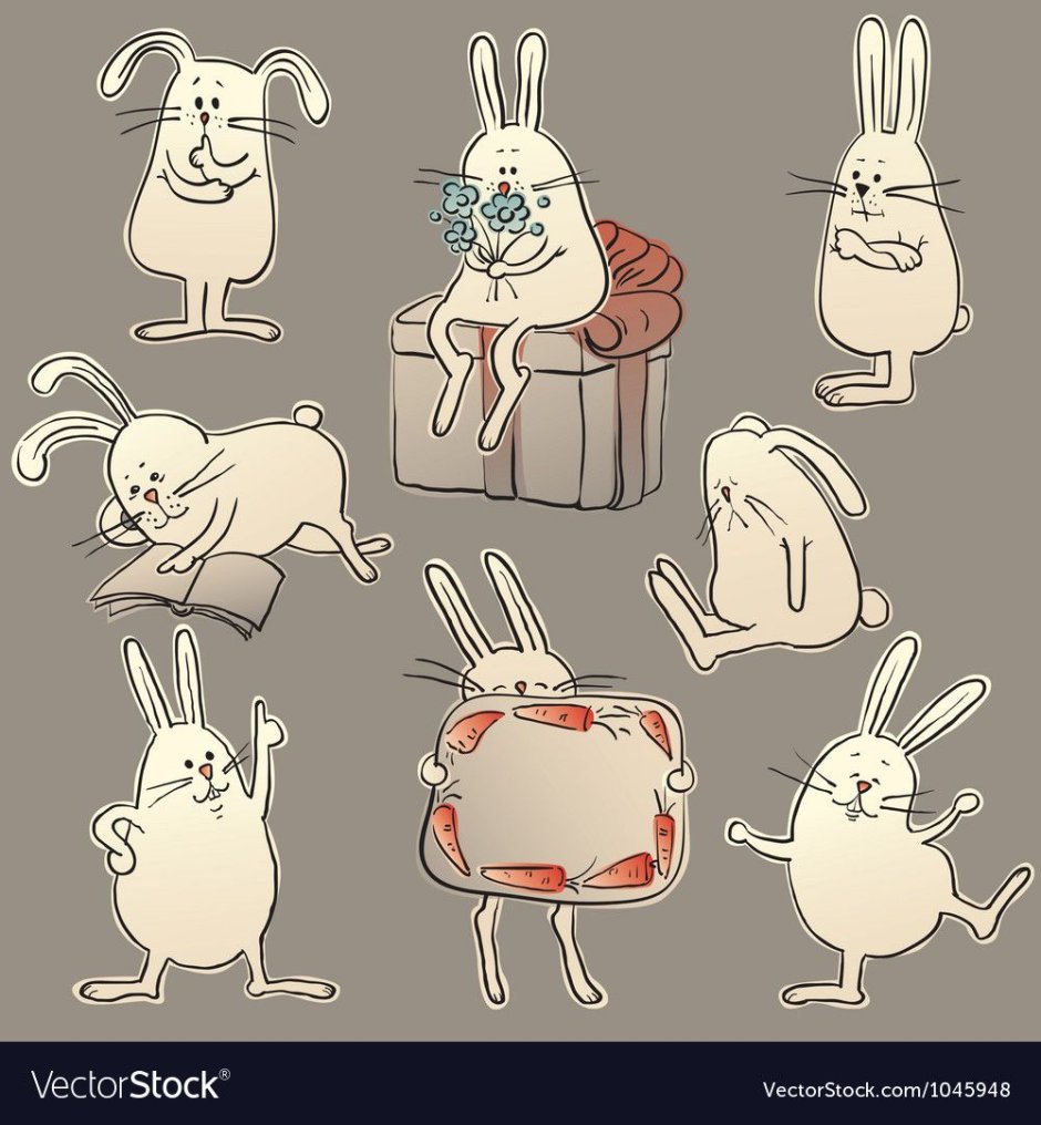 Нарисовать смешного зайца