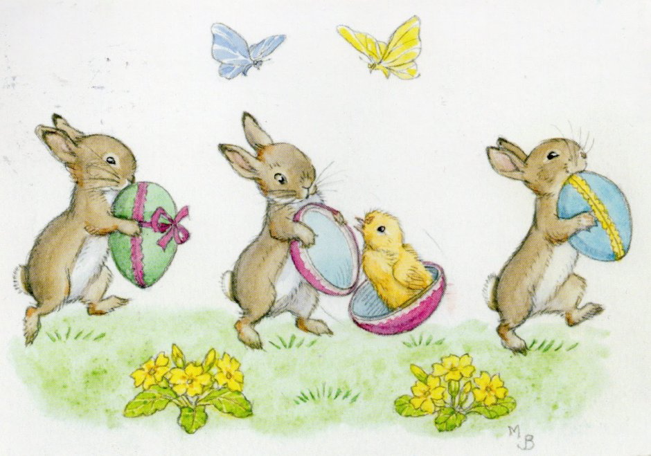 Пасхальный кролик Акварельные иллюстрации для детей