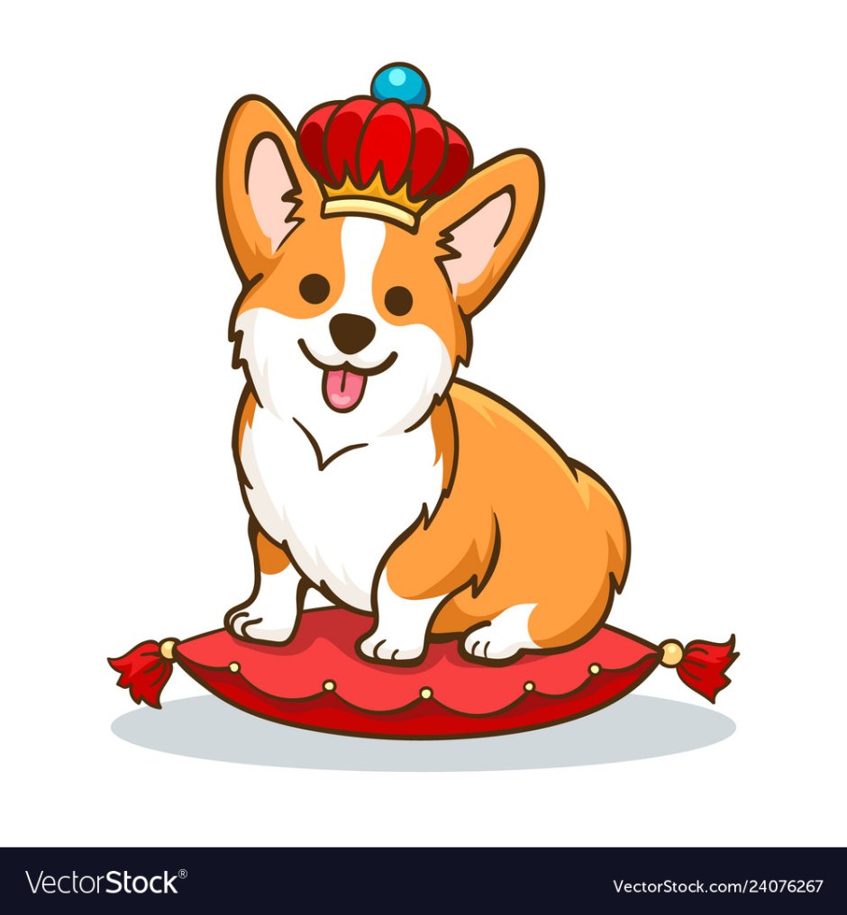 Собака корги с короной
