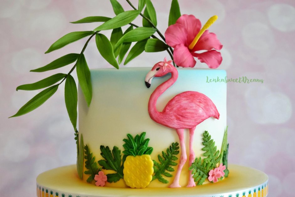 Торт Фламинго для девочки фотопечать