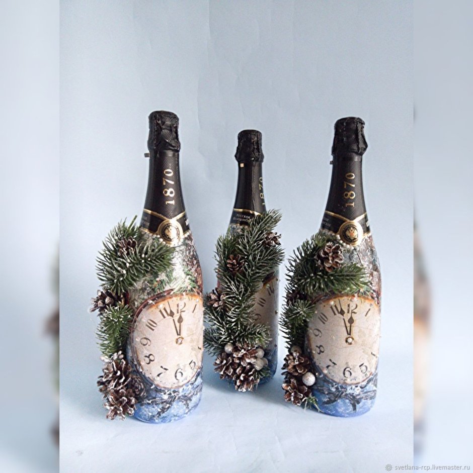 Декорированные бутылки к новому году