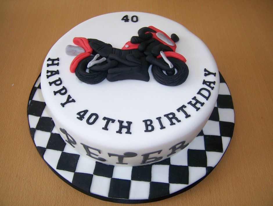Торт с гоночным мотоциклом