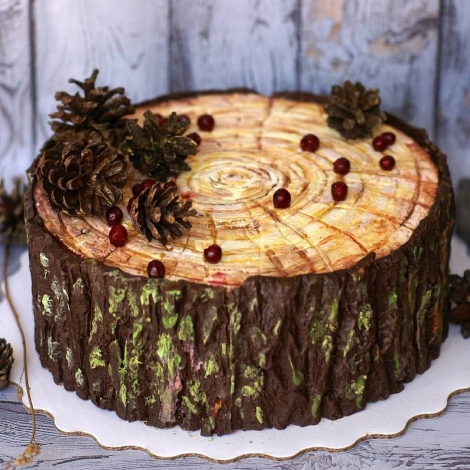 Декор торта под дерево