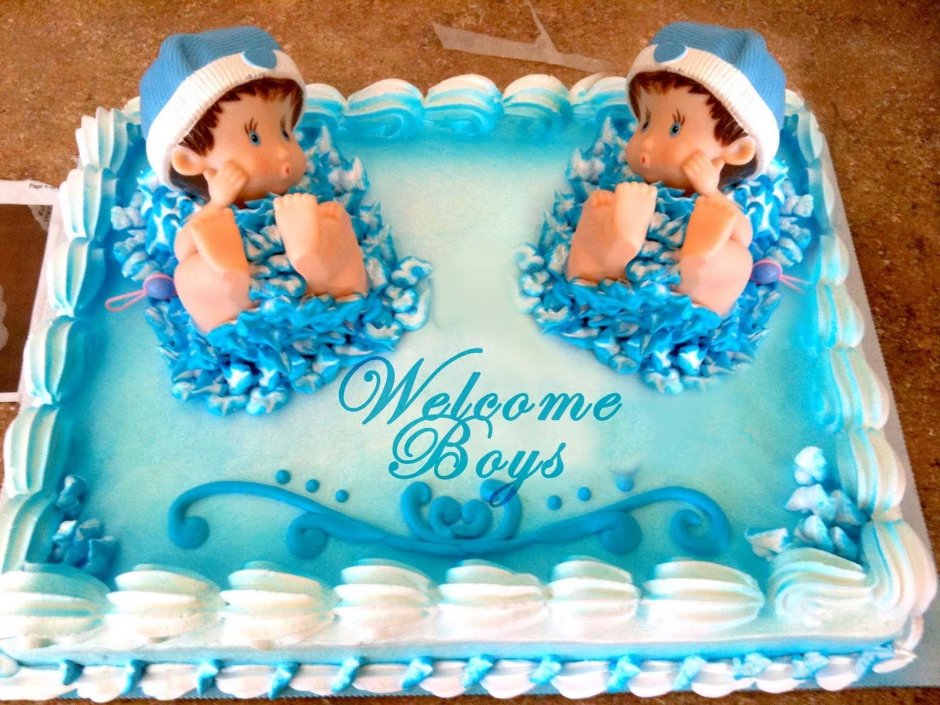 Торт для новорожденных двойняшек мальчиков