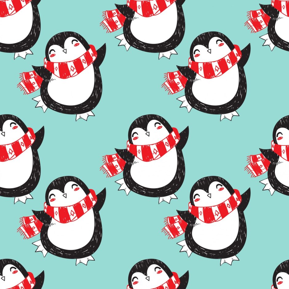 Новогодний фон с пингвинами