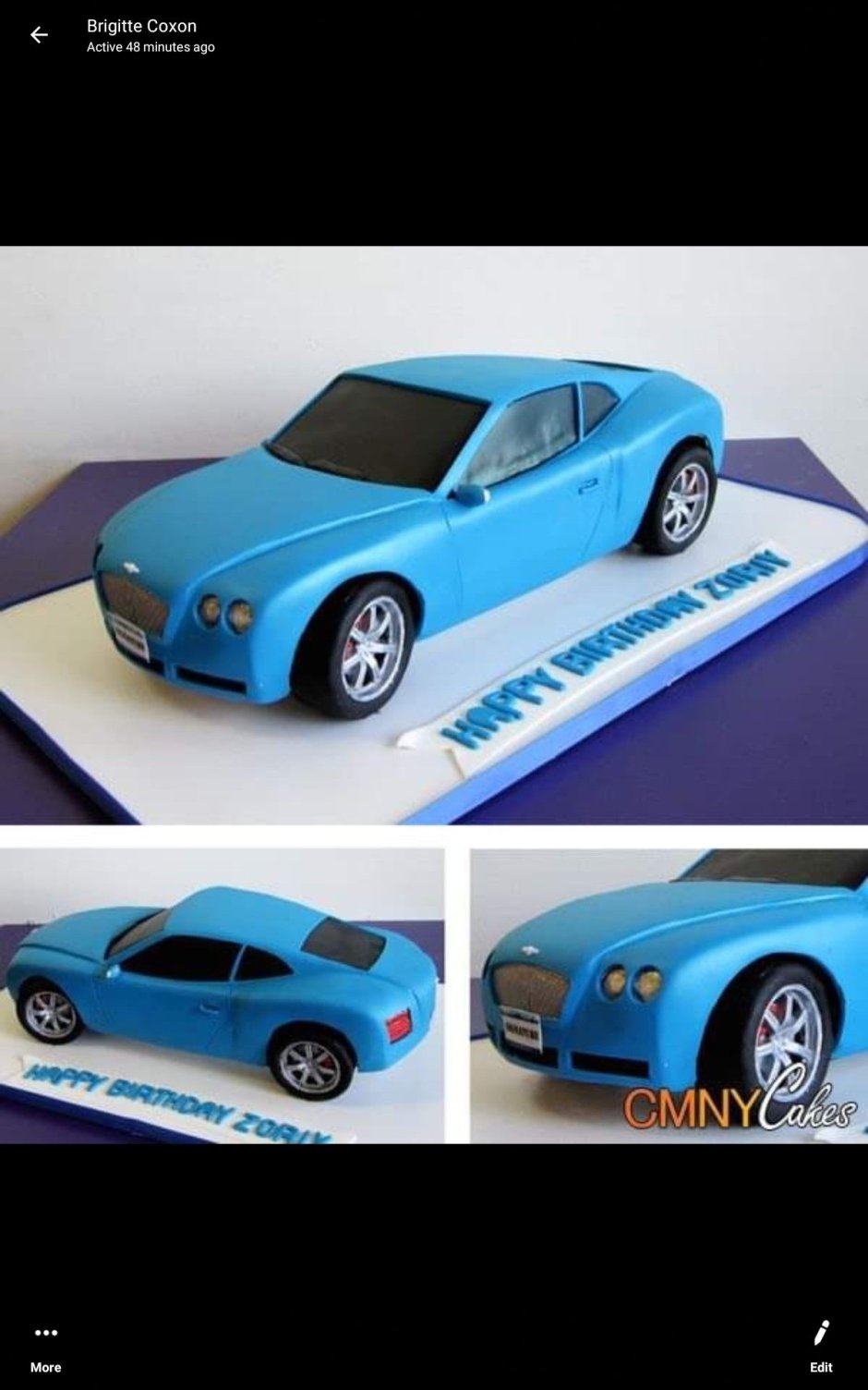 Торт синяя машина