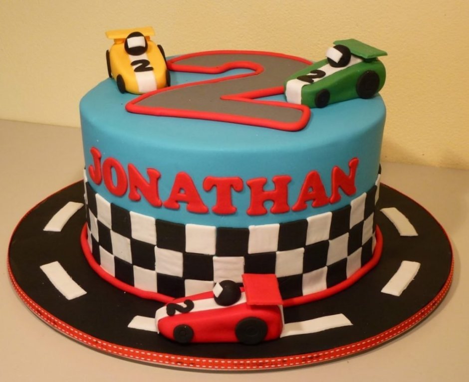 Торт с гоночной машиной для мальчика