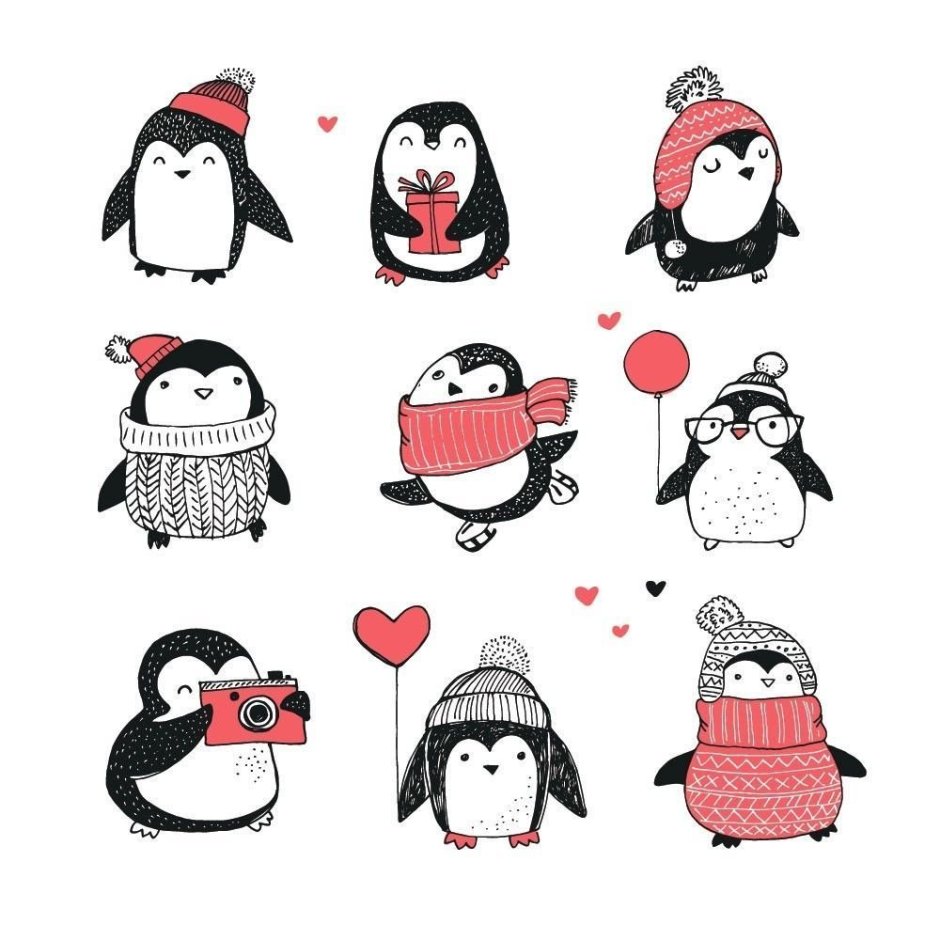 Новогодний Пингвин для срисовки