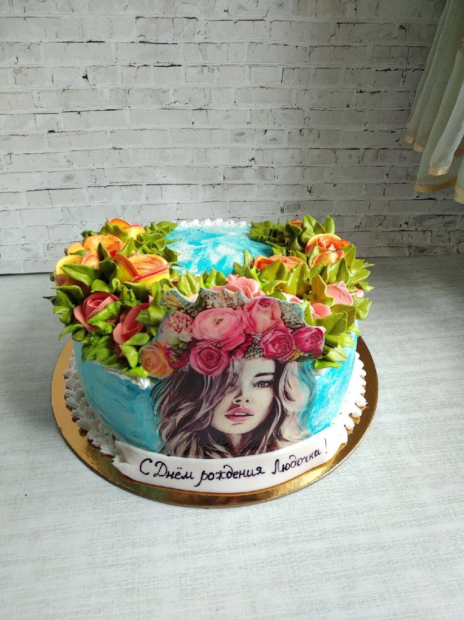 Торт украсить кремом Поляна с цветами