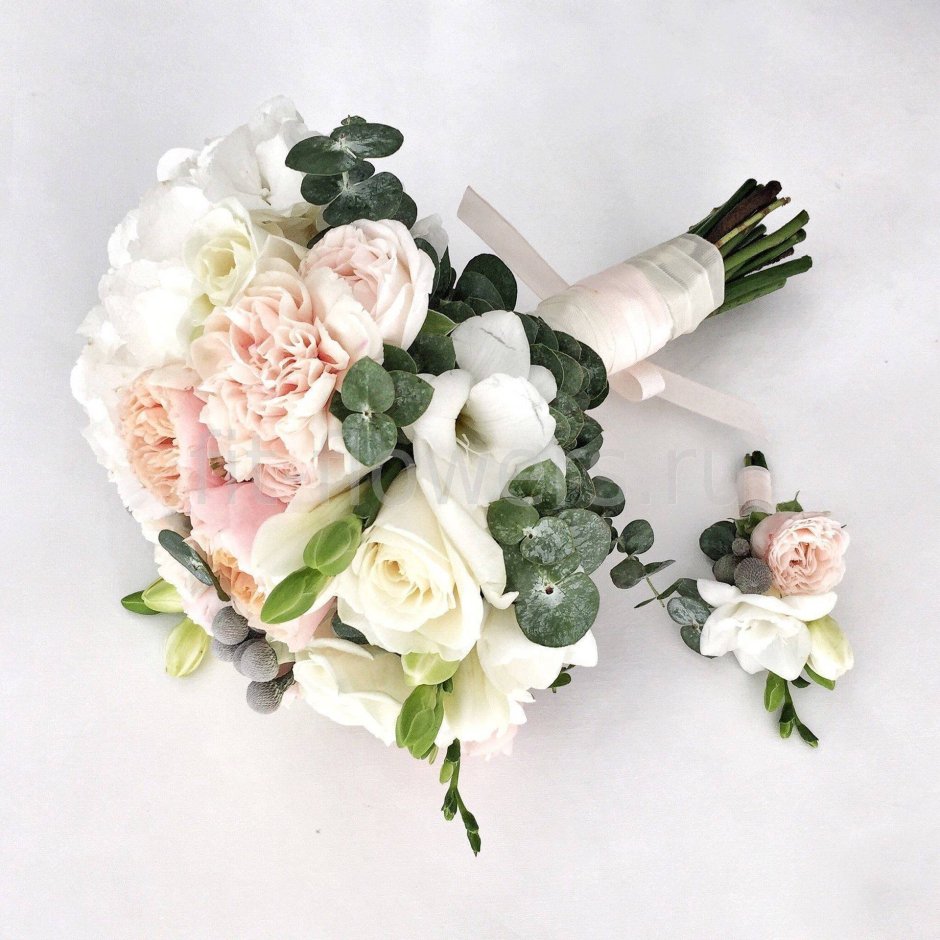 Букет невесты роза эустома фрезия