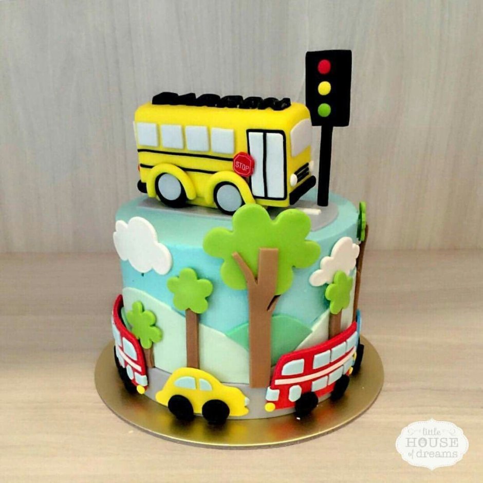 Детский торт с автобусом