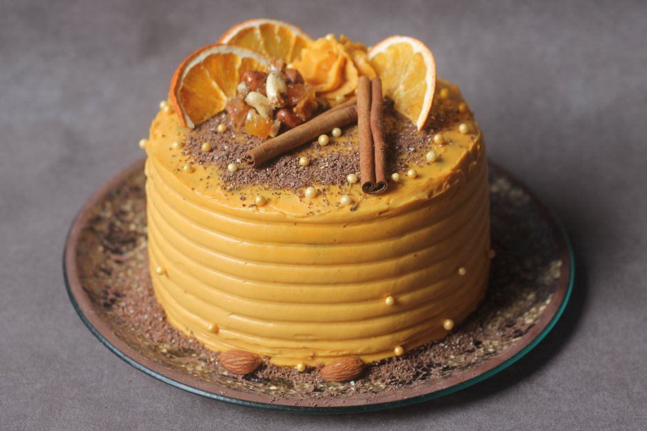 Декор торта сушеными апельсинами