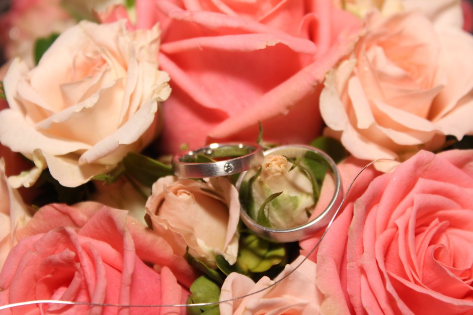 Обручальные кольца розовые розы