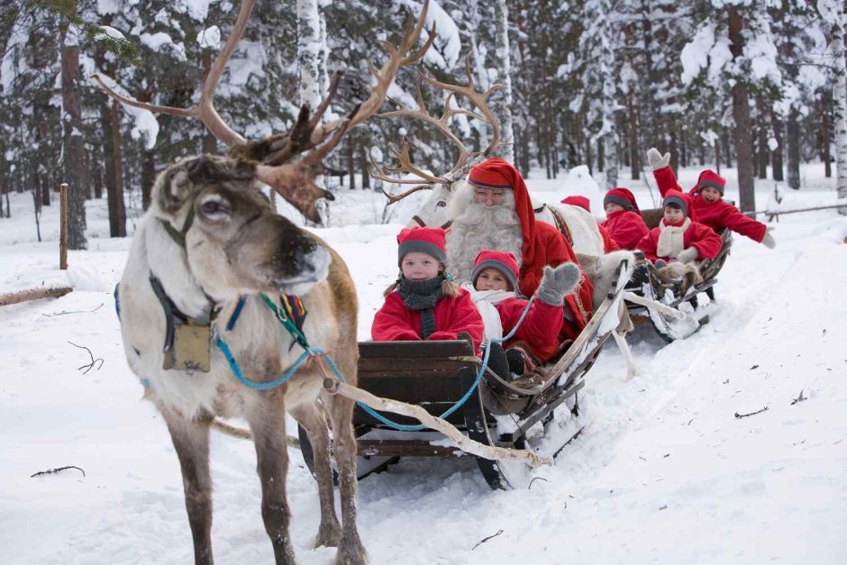 Санта Клаус Финляндия в упряжке