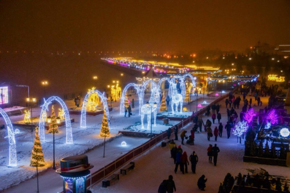 Кремлёвская набережная Казань зимой