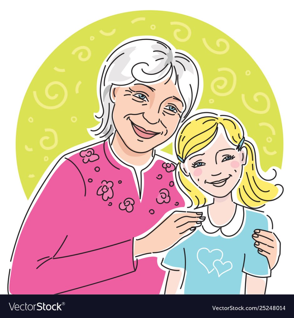 Стикер бабушка и внучка
