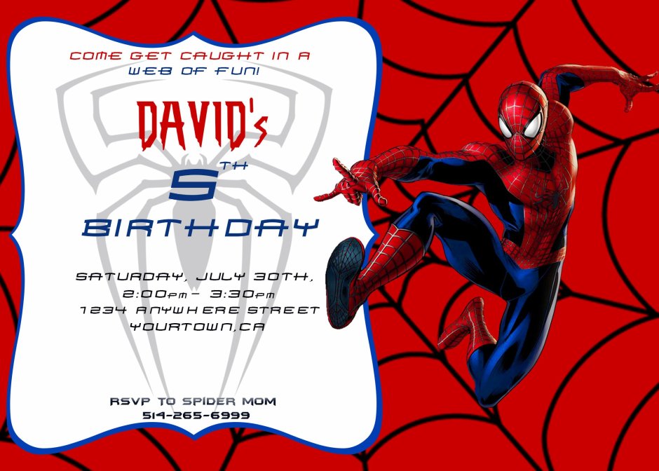Пригласительные на день рождения человек паук