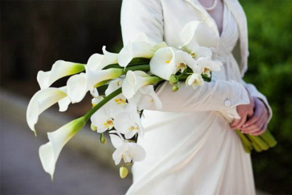 Свадебный букет каллы орхидеи Каскад