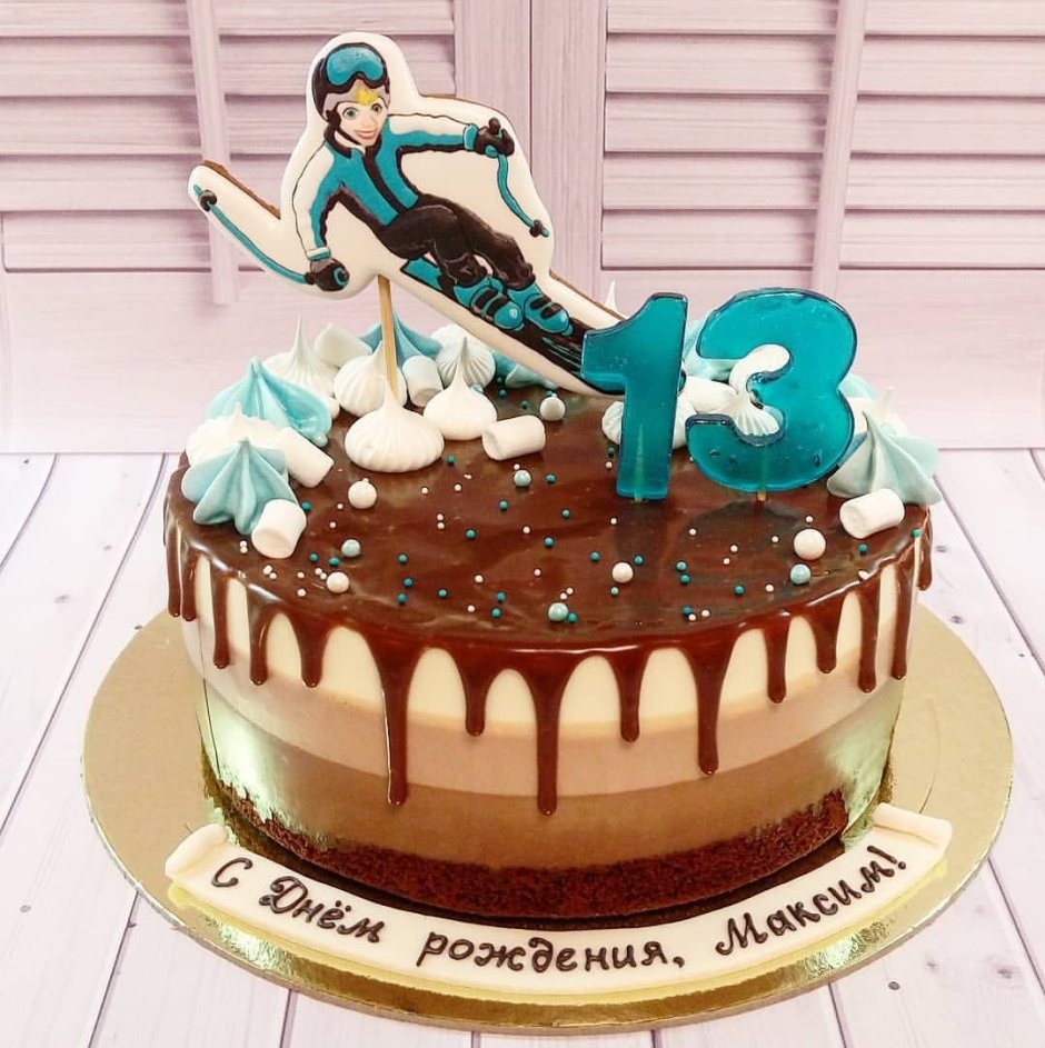Пряник лыжник на торт