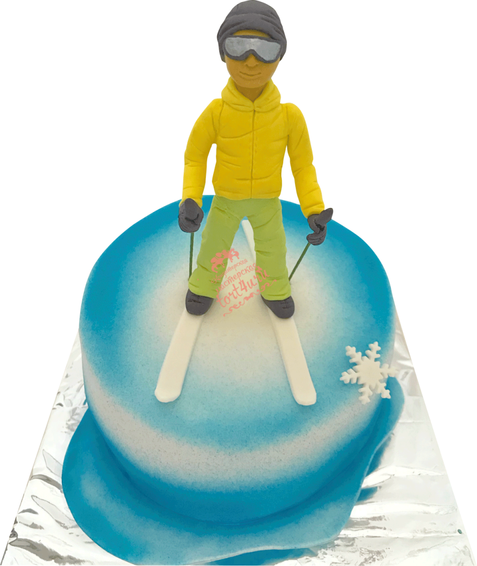 Фигурка лыжницы на торте