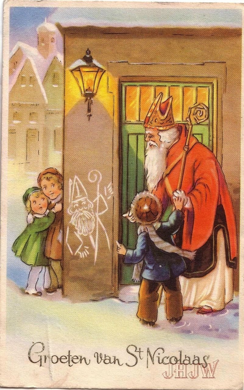 Католическое Рождество ретро открытки