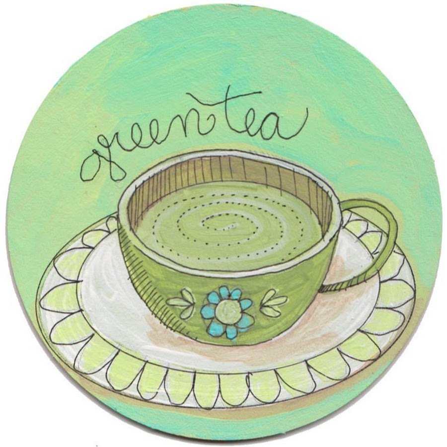 Зеленый чай нарисованный