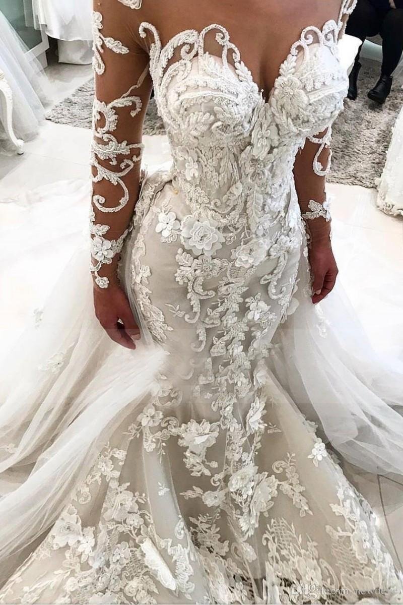 Свадебное платье Русалка 2022 с рукавами