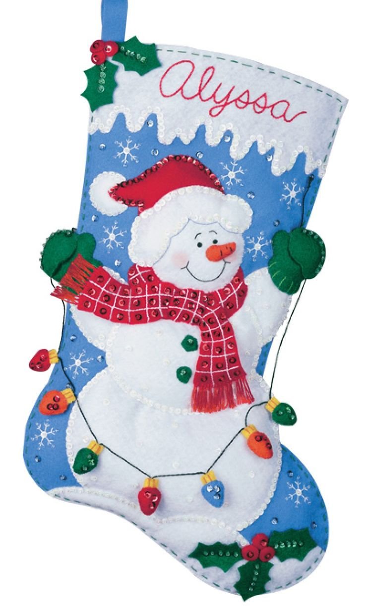 Новогодний носок для подарков из фетра