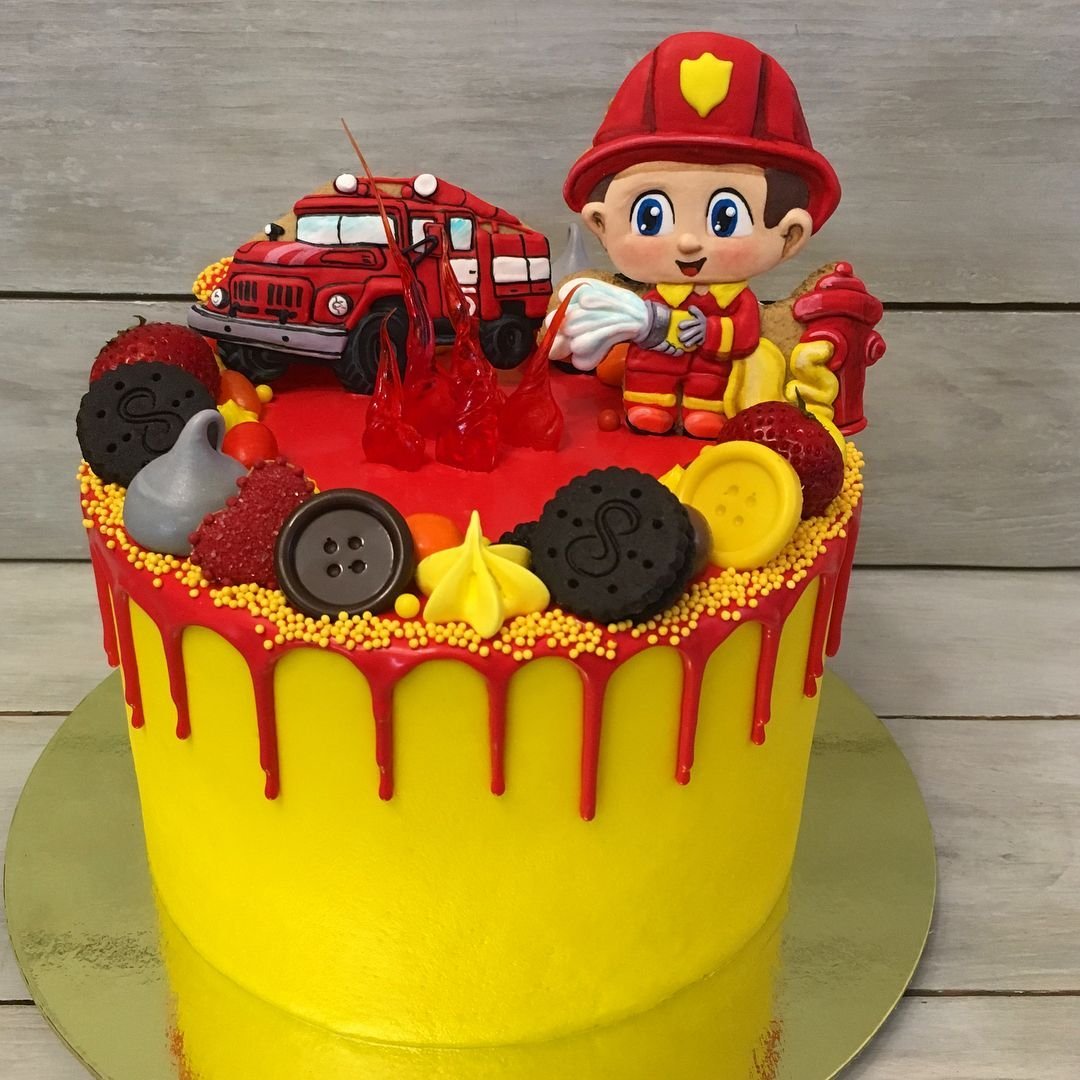 Торт пожарная машина (65 фото)
