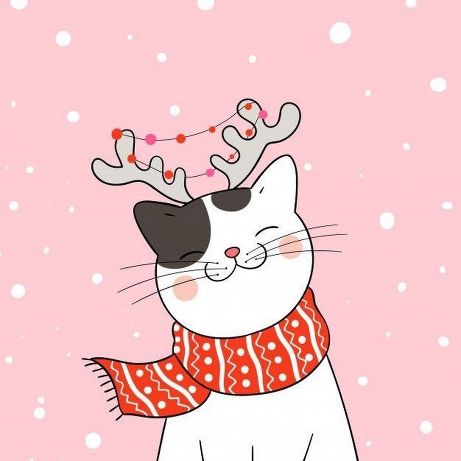 Новогодняя кошка рисунок