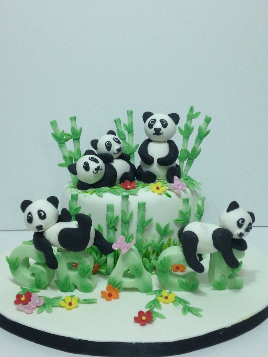 Торт с тремя с пандами для девочки
