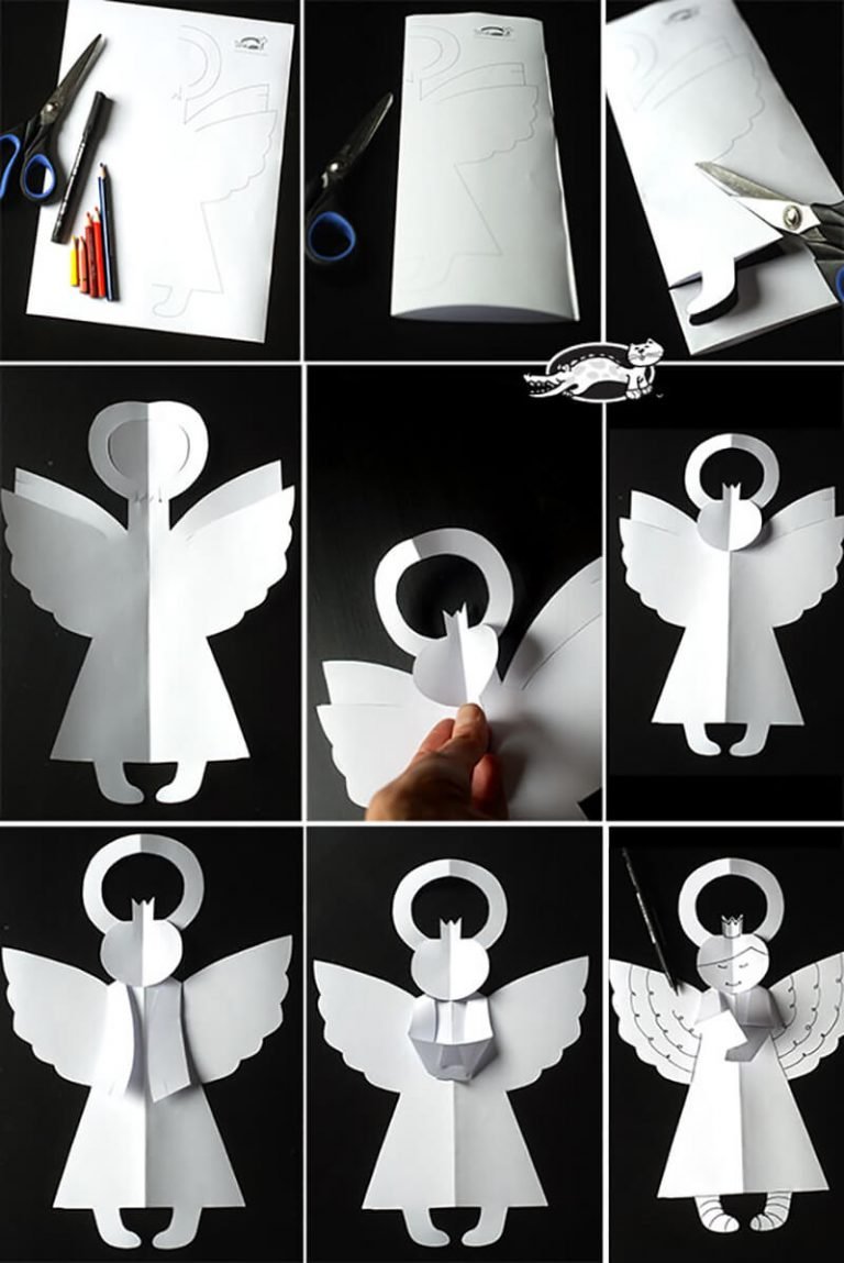 Ангел из бумаги - фото простых и сложных бумажных фигурок