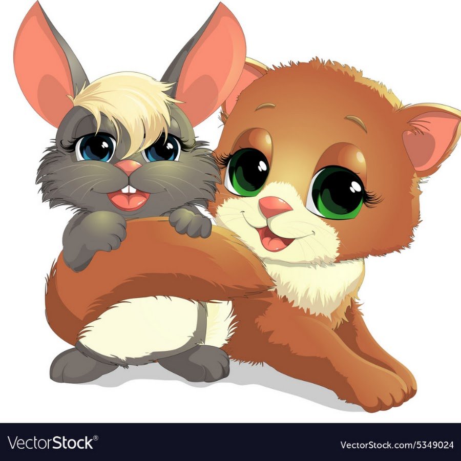 Мультяшный кот и заяц