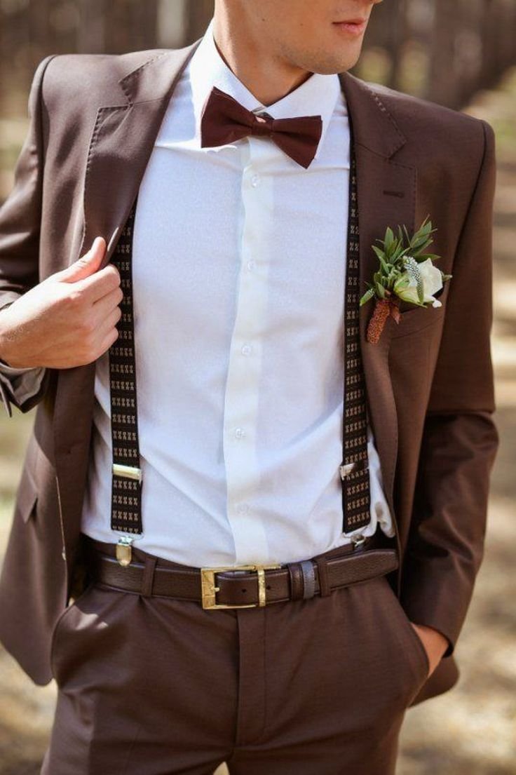 Коричневый костюм на свадьбу