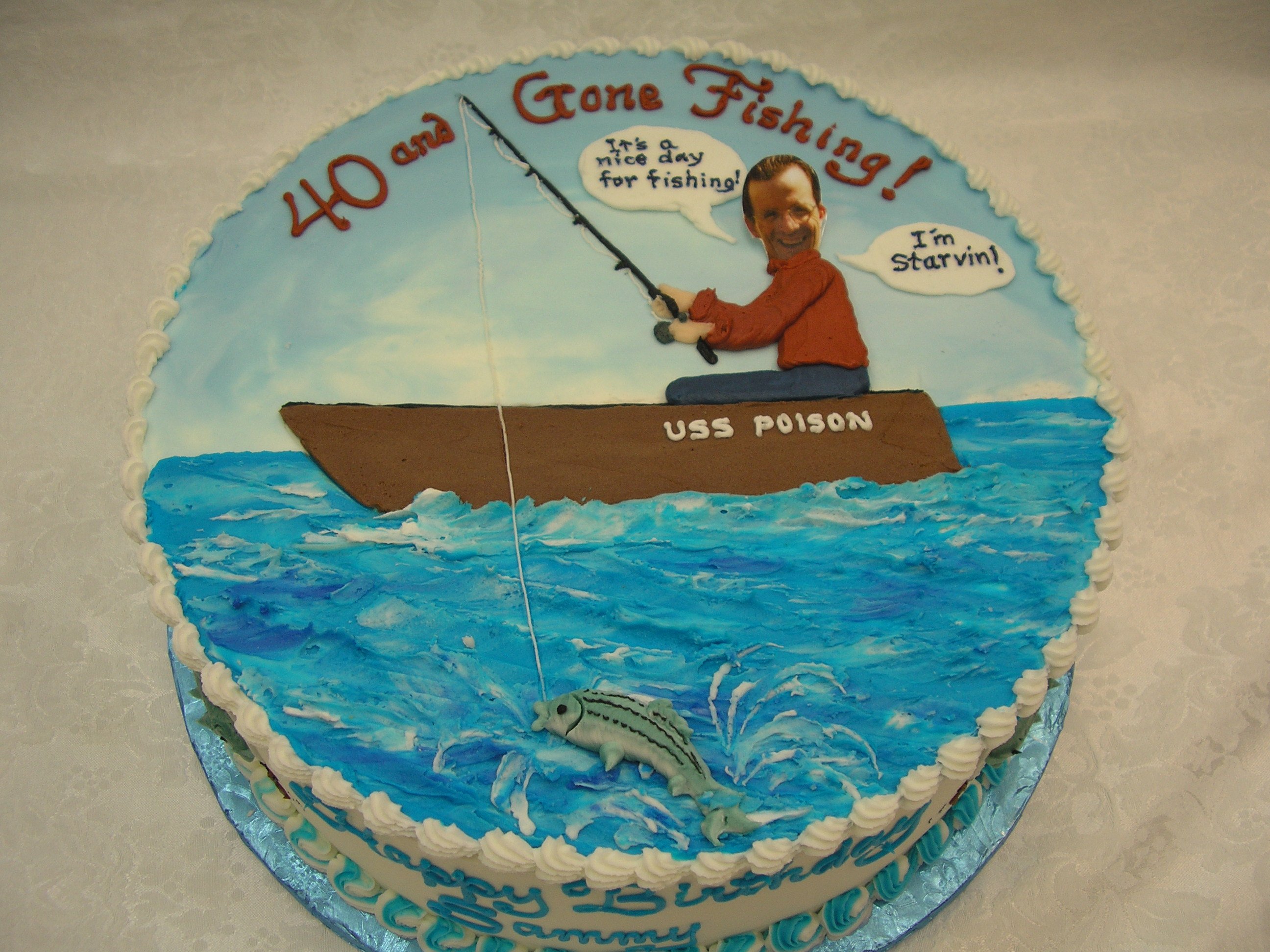 Вафельная картинка для рыбака на торт