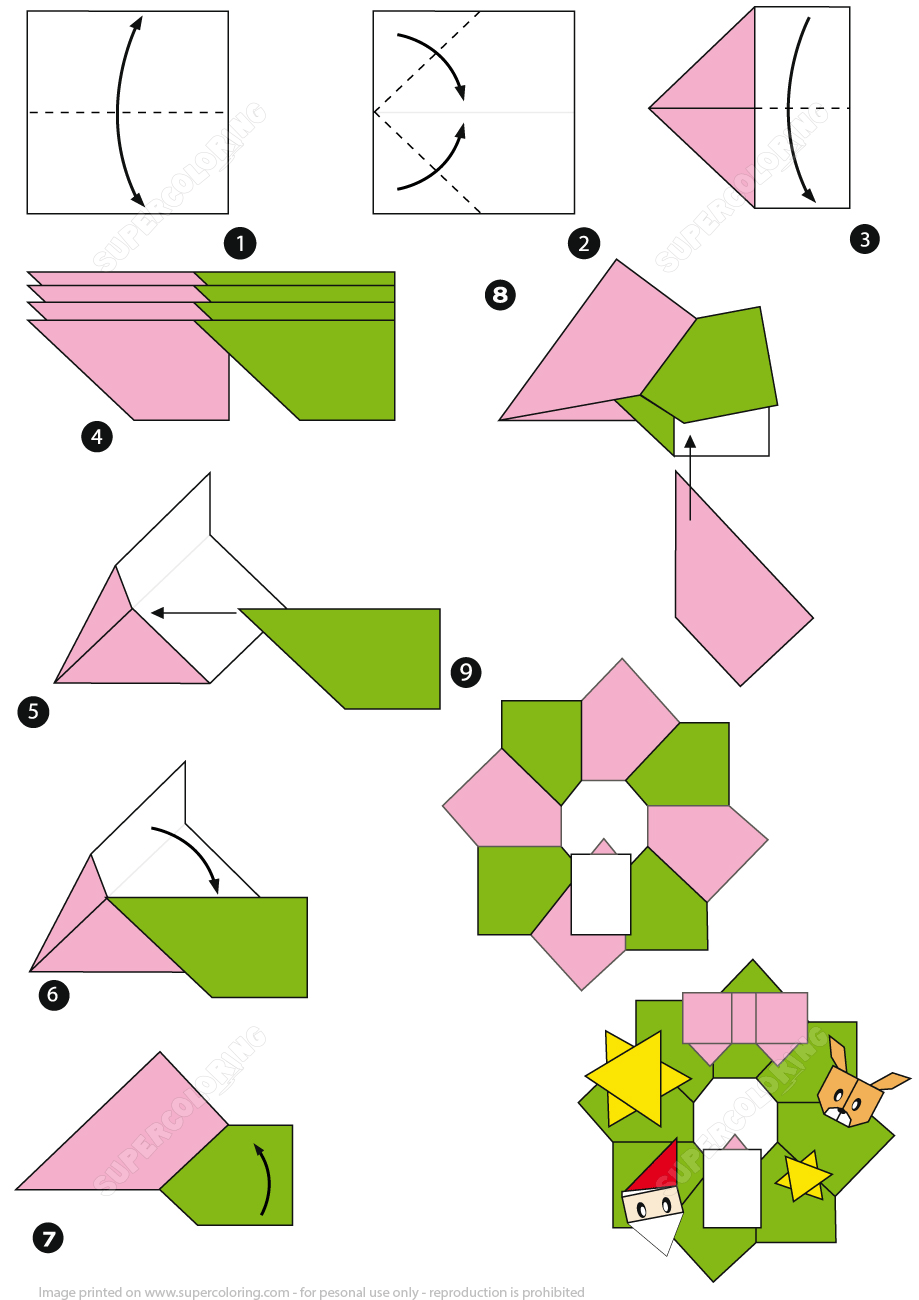 Оригами венок из бумаги новогодний