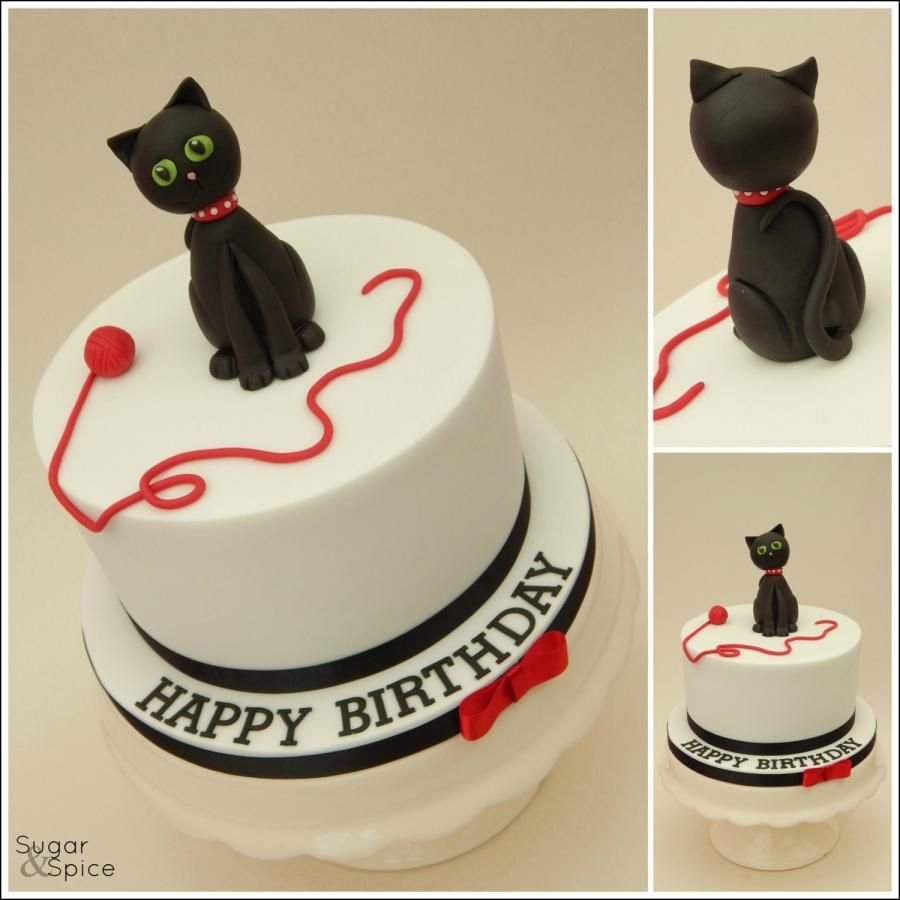 Торт с черной кошечкой