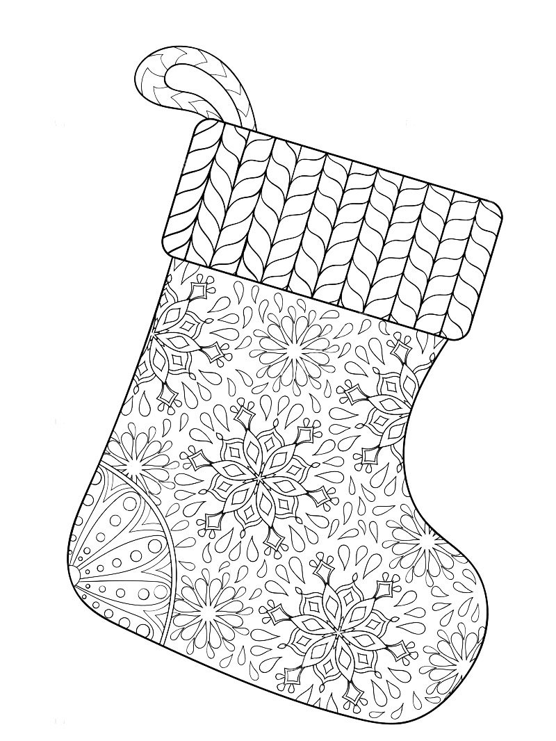 Раскраски антистресс новогодние носки