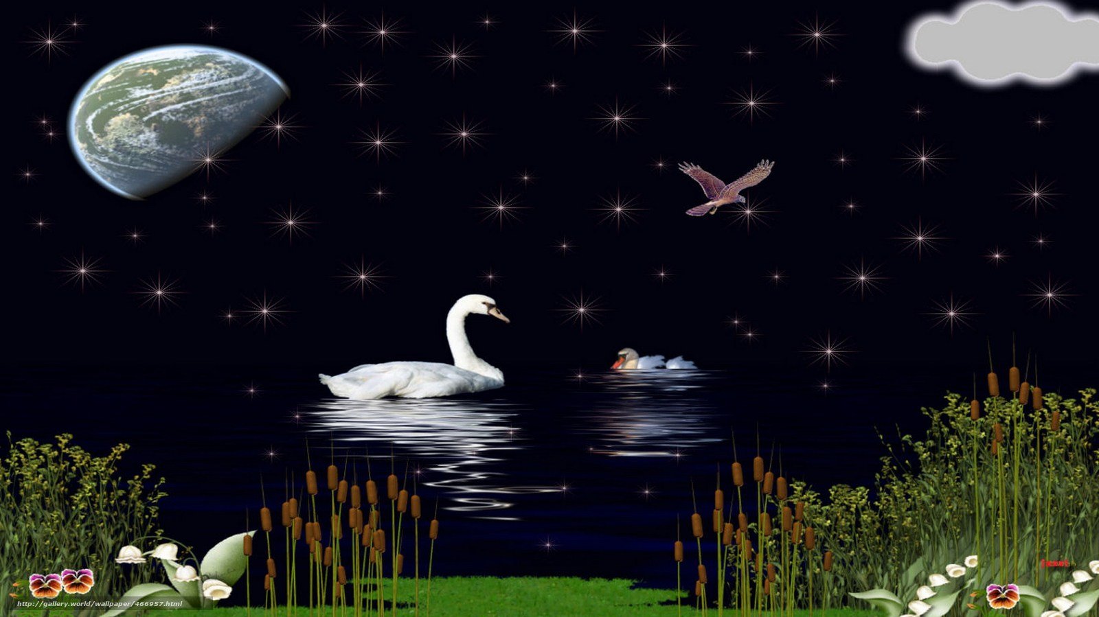 Луна лебединая. Спокойной ночи с лебедями. Луна и лебеди. Доброй ночи лебеди. Лебедь озеро и Луна.