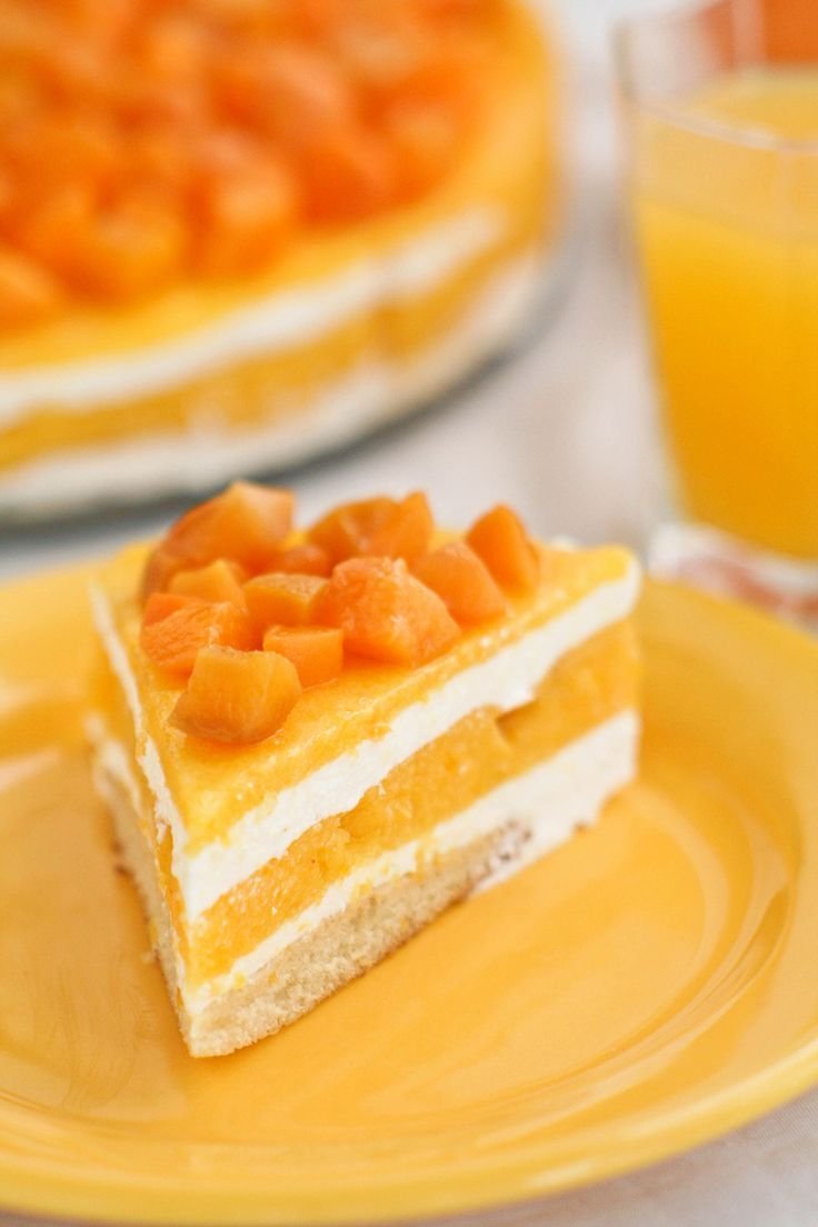 Творожно персиковый торт
