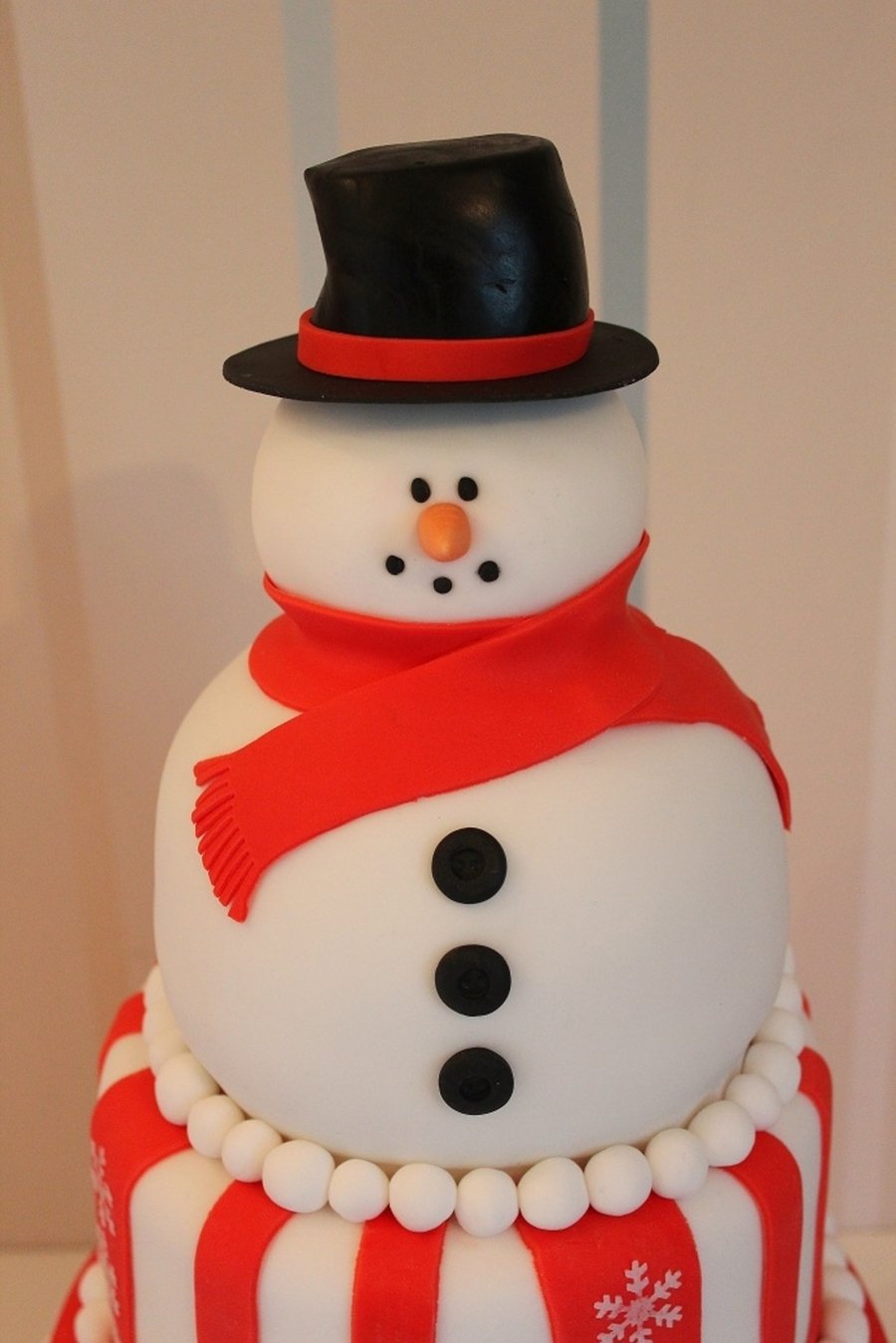 Снеговик на торте из крема