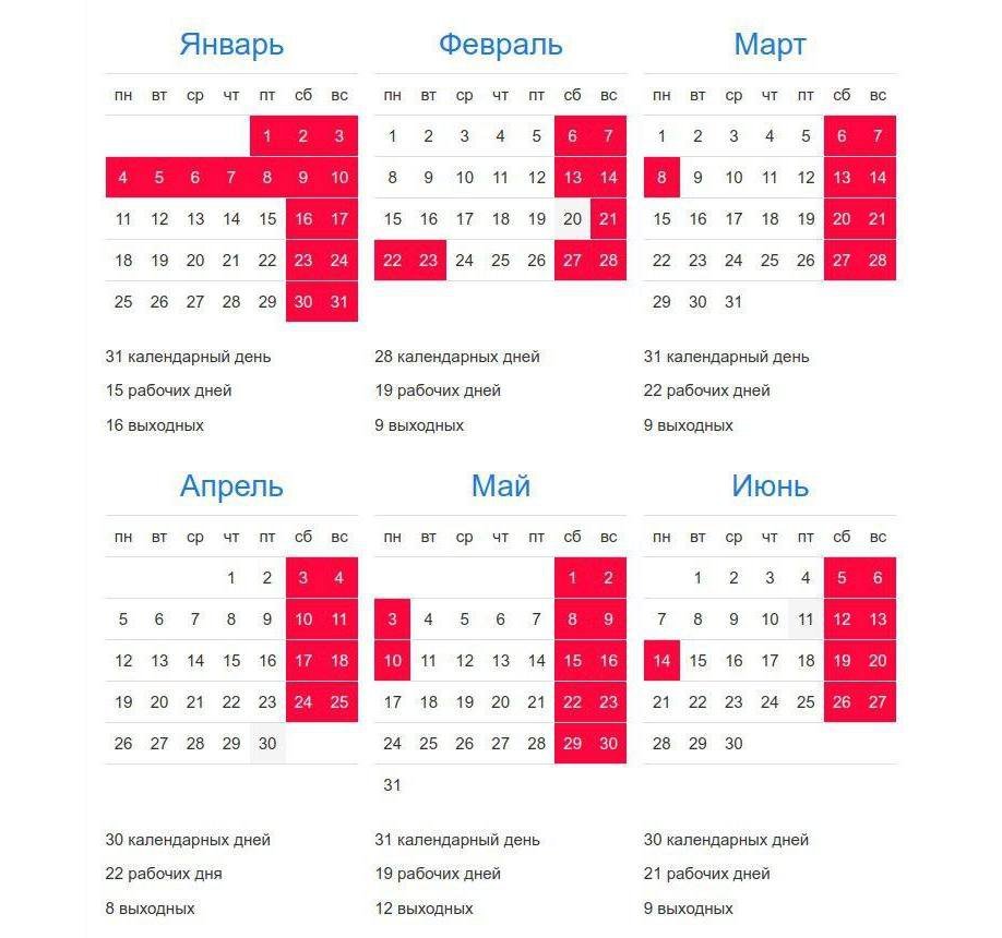 Календарь выходных и праздничных дней на 2021 год в России
